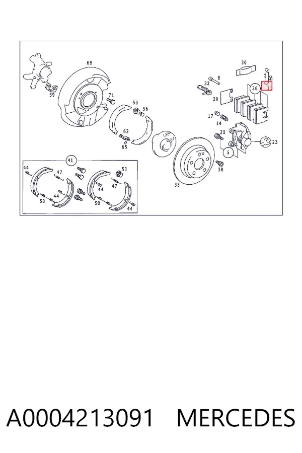 Kit de reparação das sapatas do freio A0004213091 Mercedes