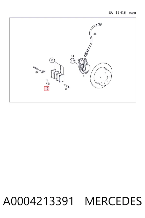 Kit de reparação das sapatas do freio A0004213391 Mercedes