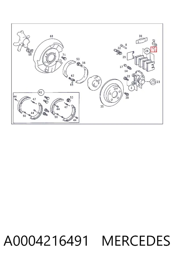 Kit de reparação das sapatas do freio A0004216491 Mercedes
