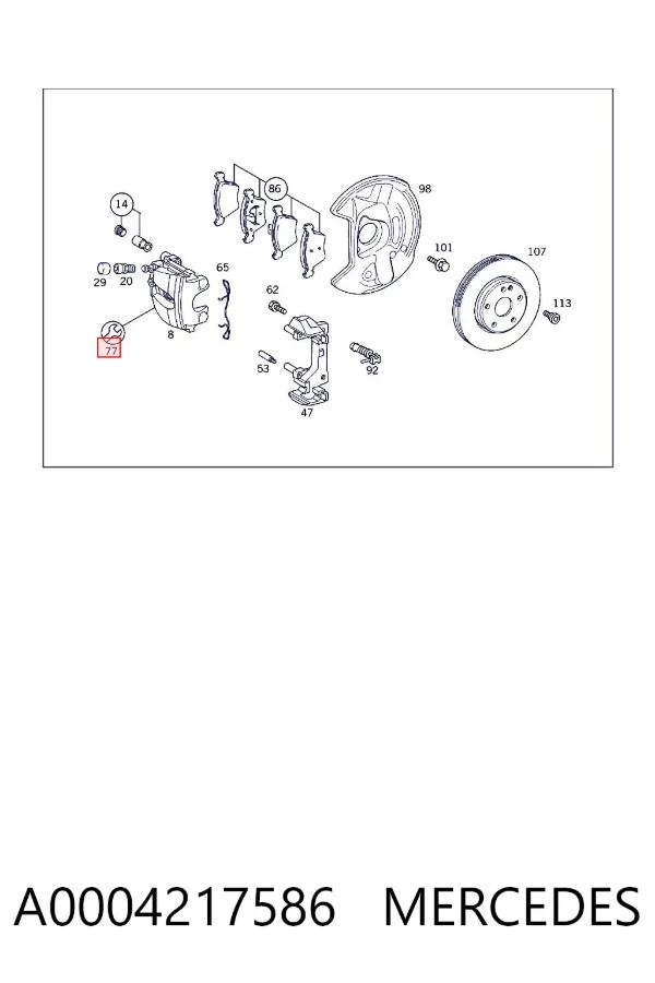 Kit de reparação de suporte do freio dianteiro A0004217586 Mercedes