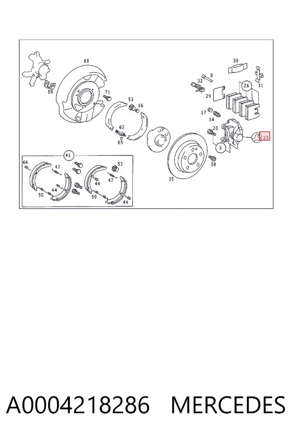 Kit de reparação de suporte do freio traseiro A0004218286 Mercedes