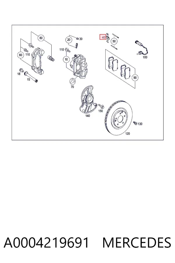 Kit de reparação das sapatas do freio A0004219691 Mercedes