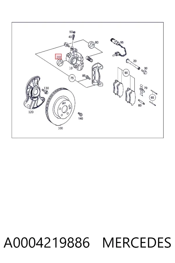 Kit de reparação de suporte do freio dianteiro A0004219886 Mercedes
