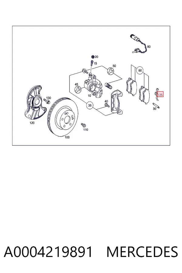 Kit de molas de fixação de sapatas de disco dianteiras A0004219891 Mercedes