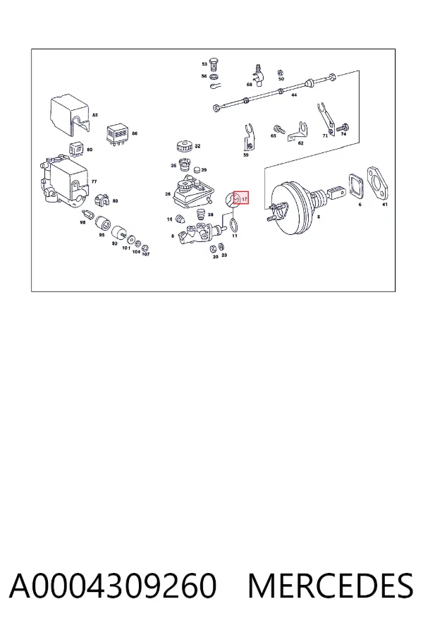 Kit de reparação de cilindro mestre do freio A0004309260 Mercedes