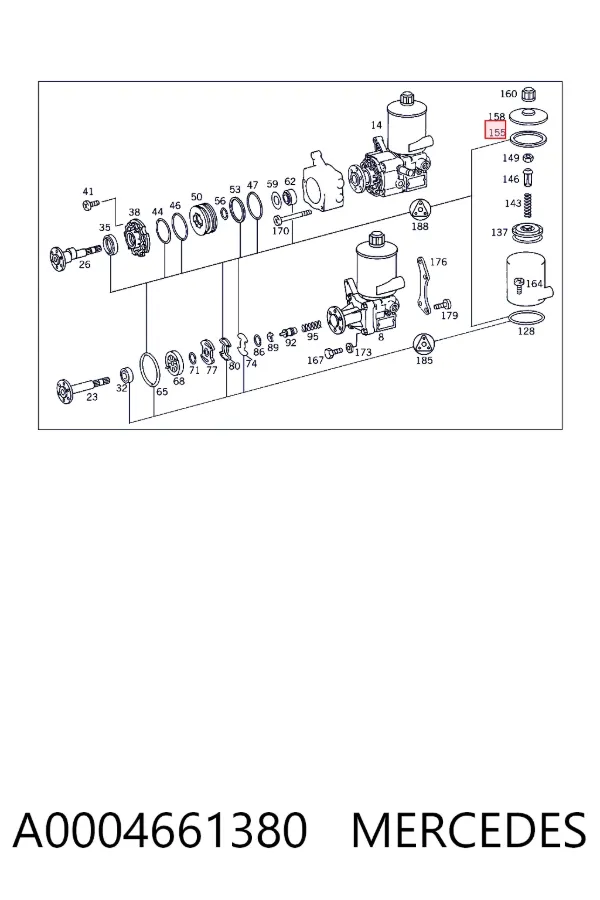 Anel de vedação de tanque da Direção hidrâulica assistida A0004661380 Mercedes