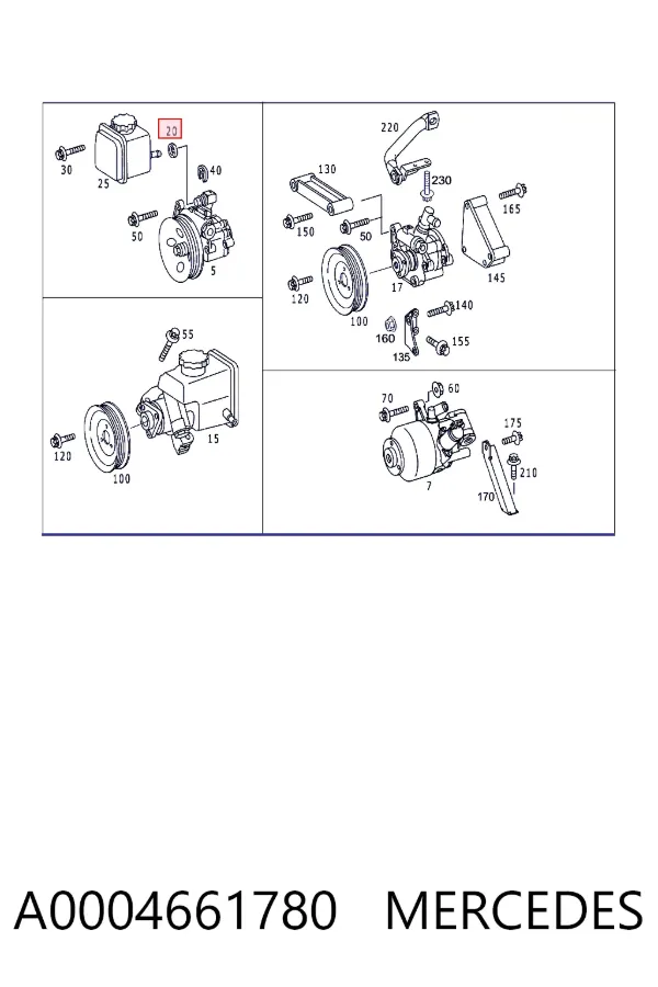 Anel de vedação de tanque da Direção hidrâulica assistida A0004661780 Mercedes