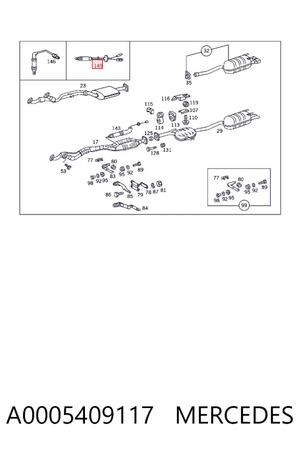 Sonda lambda, sensor de oxigênio até o catalisador A0005409117 Mercedes