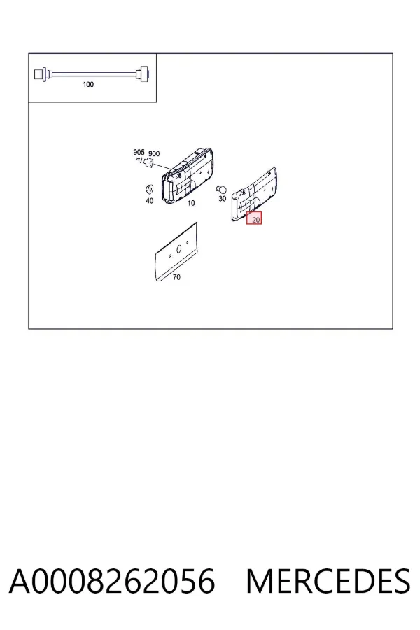 Vidro da luz traseira esquerda A0008262056 Mercedes