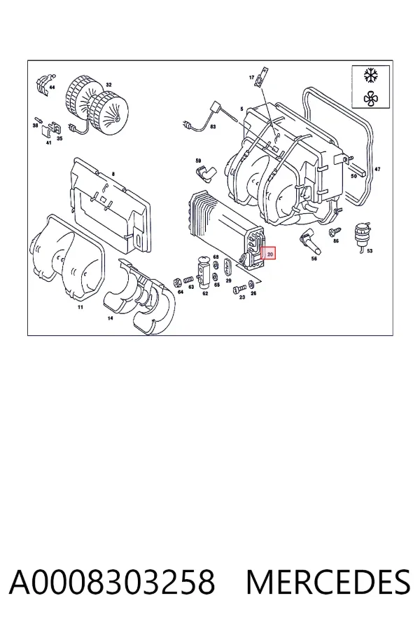 Vaporizador de aparelho de ar condicionado A0008303258 Mercedes