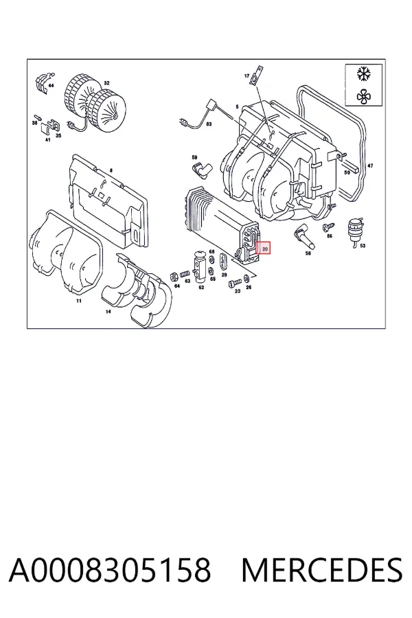 Vaporizador de aparelho de ar condicionado A0008305158 Mercedes
