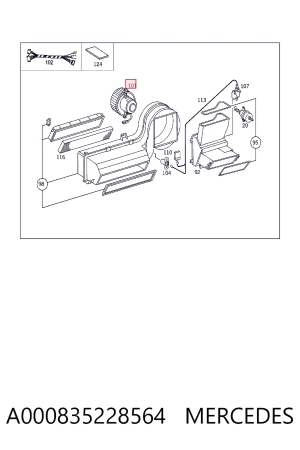 Motor de ventilador de forno (de aquecedor de salão) A000835228564 Mercedes