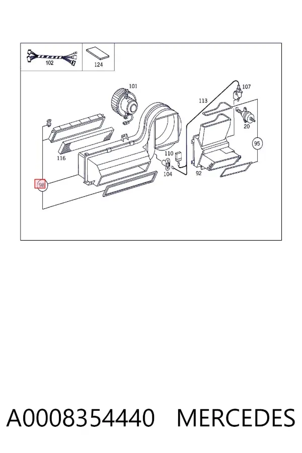 Caixa de ventilador de forno (de aquecedor de salão), montada A0008354440 Mercedes