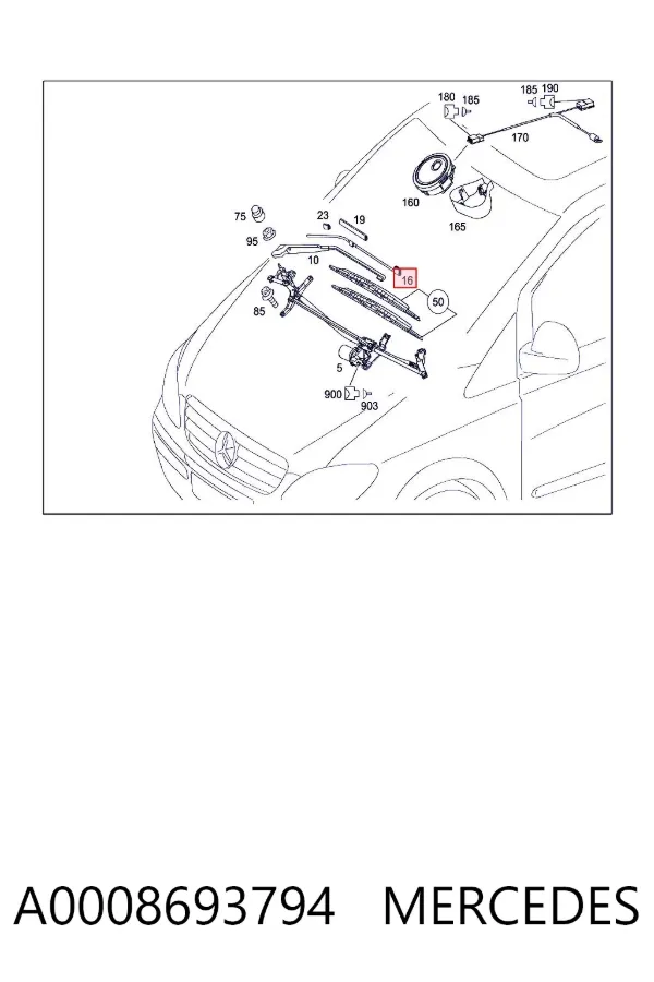 Mangueira de fluido para lavador de pára-brisas A0008693794 Mercedes