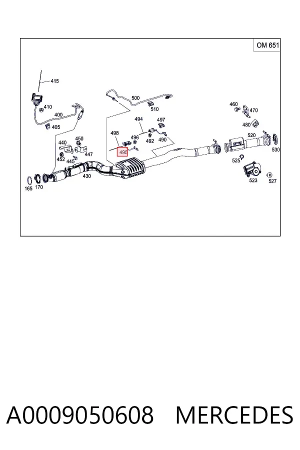 Sensor de temperatura dos gases de escape (GE), depois de catalisador A0009050608 Mercedes