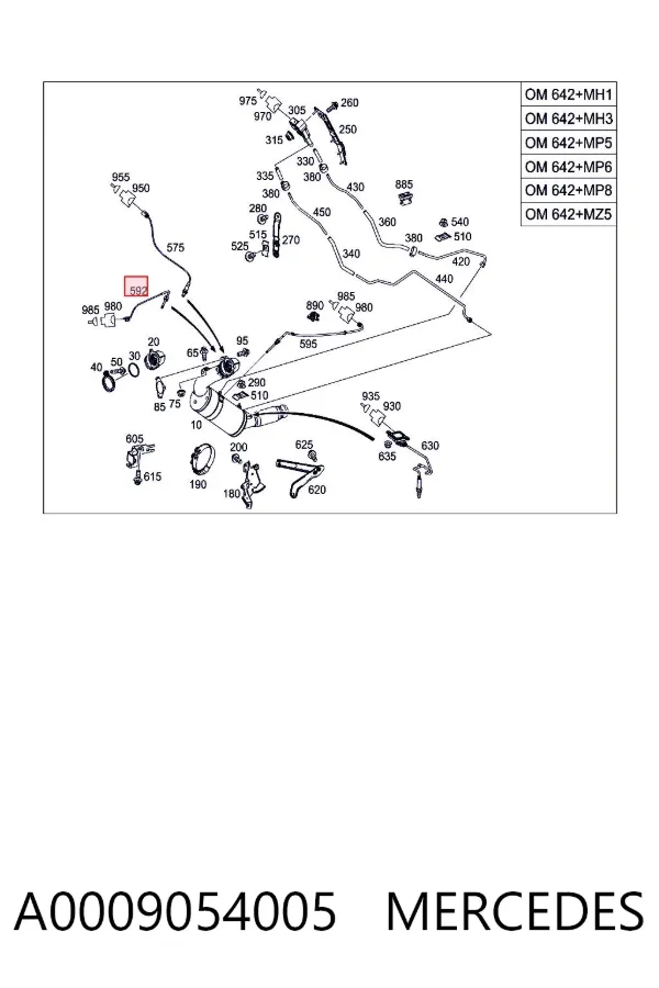 Sensor de temperatura dos gases de escape (GE), até o catalisador A0009054005 Mercedes