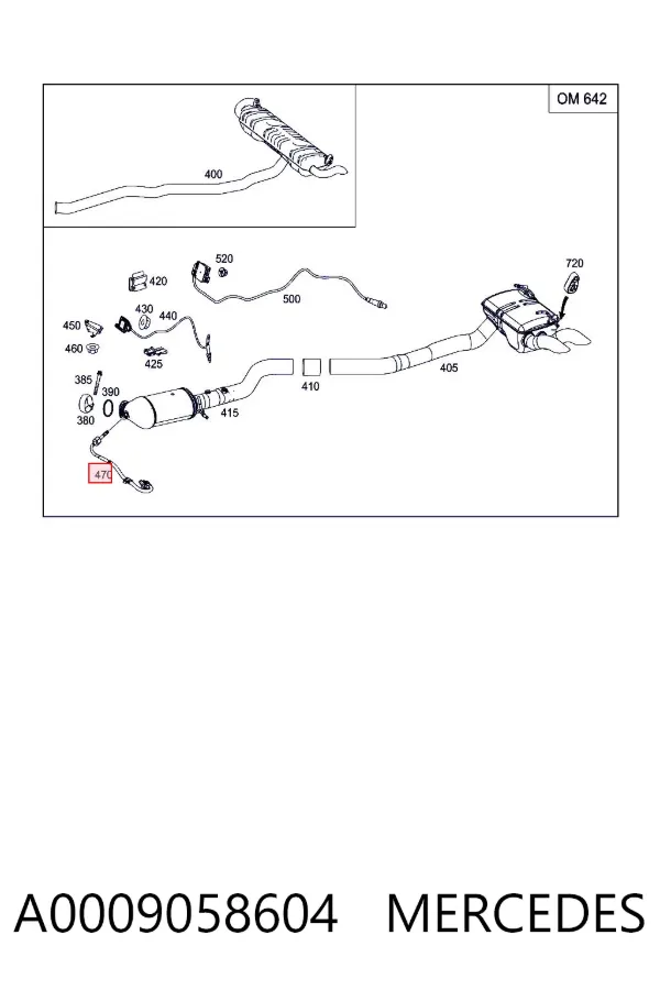 Sensor de temperatura dos gases de escape (GE), até o catalisador A0009058604 Mercedes