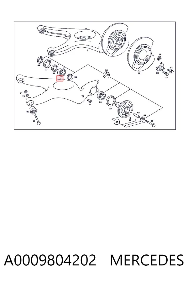 Rolamento interno de cubo dianteiro A0009804202 Mercedes