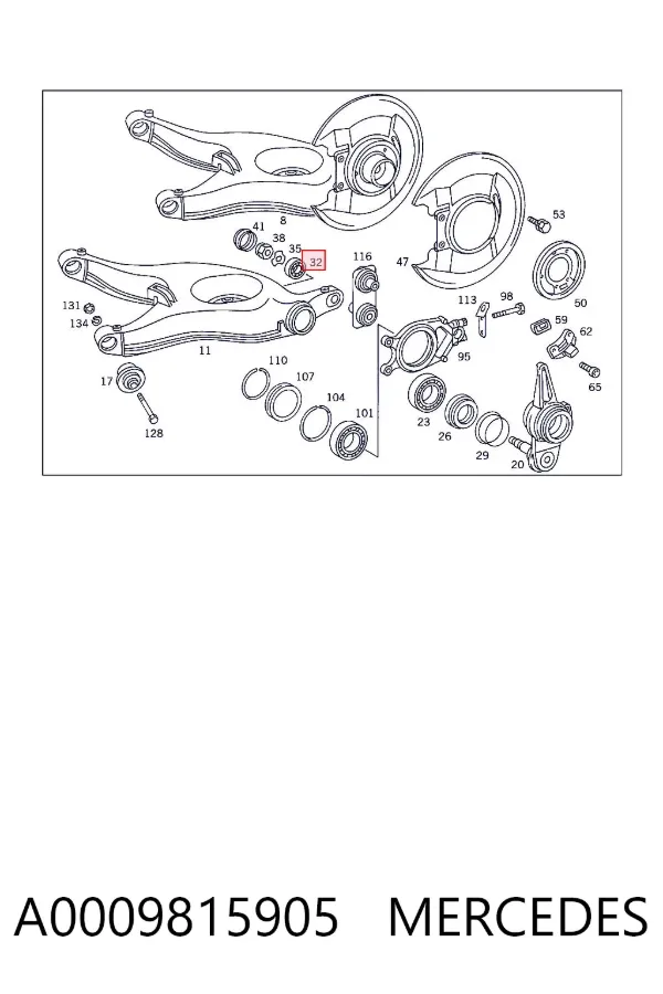 Rolamento externo de cubo dianteiro A0009815905 Mercedes