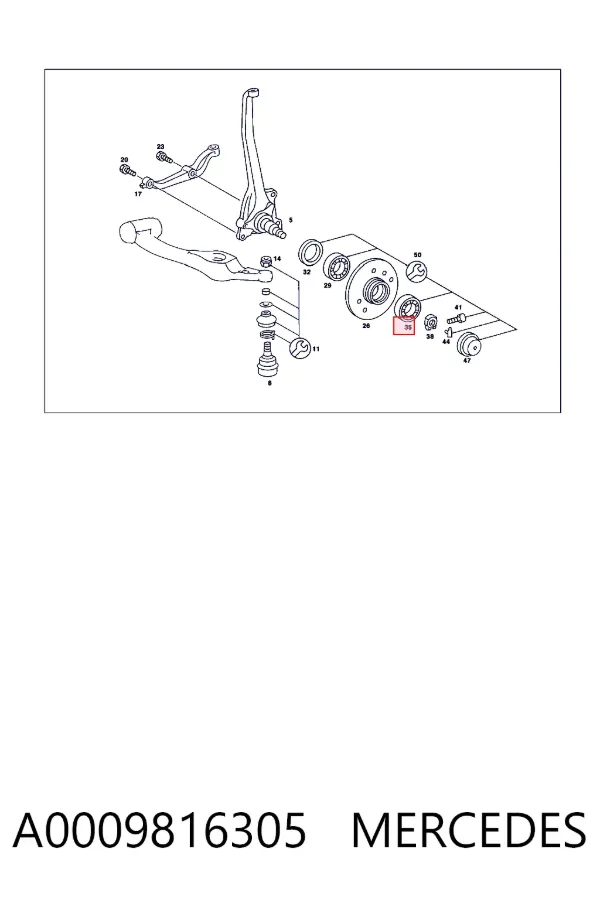 Rolamento de cubo dianteiro A0009816305 Mercedes