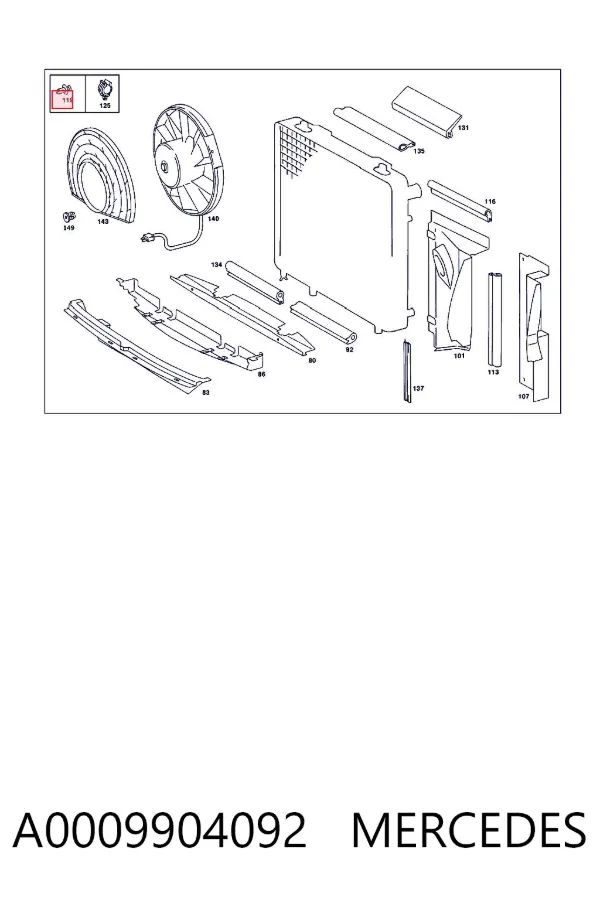 Cápsula (prendedor) de fixação de revestimento da porta A0009904092 Mercedes