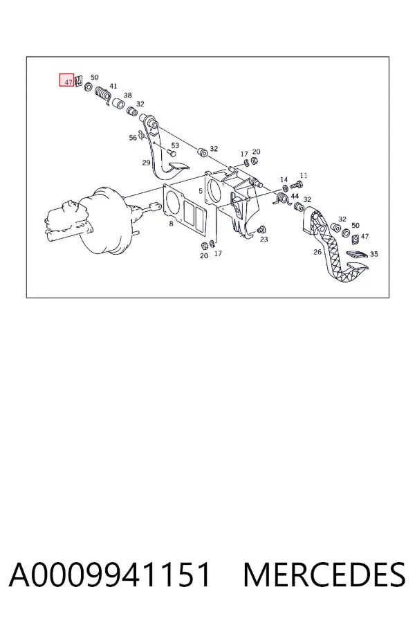 Fixador de pedal do freio A0009941151 Mercedes