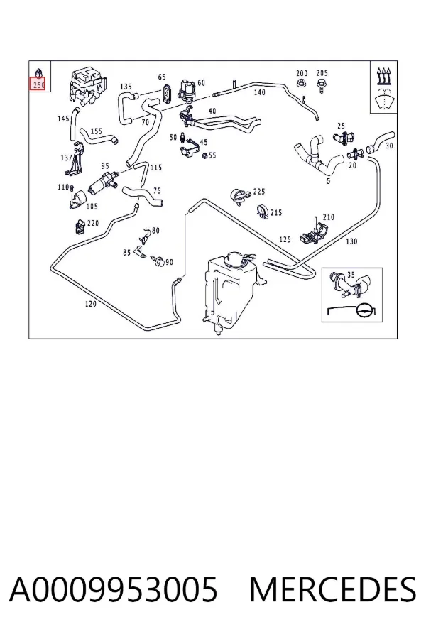Braçadeira de mola A0009953005 Mercedes