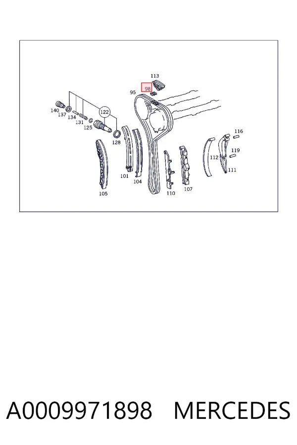 Fecho de cadeia A0009971898 Mercedes