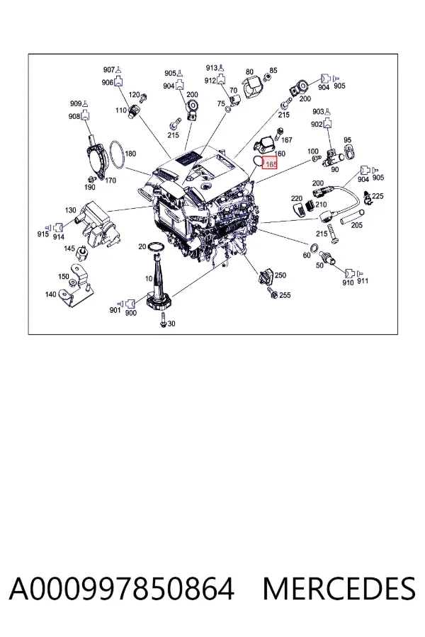 Vedante de mangueira de derivação de óleo de turbina A000997850864 Mercedes