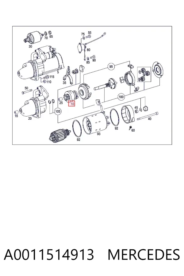 Roda-livre do motor de arranco A0011514913 Mercedes