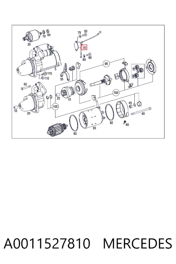 Relê retrator do motor de arranco A0011527810 Mercedes