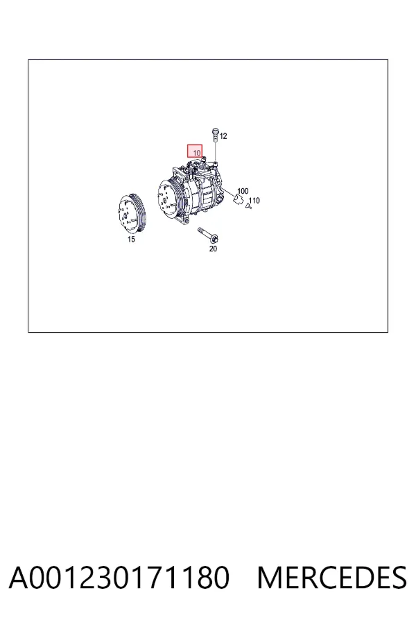 Compressor de aparelho de ar condicionado A001230171180 Mercedes