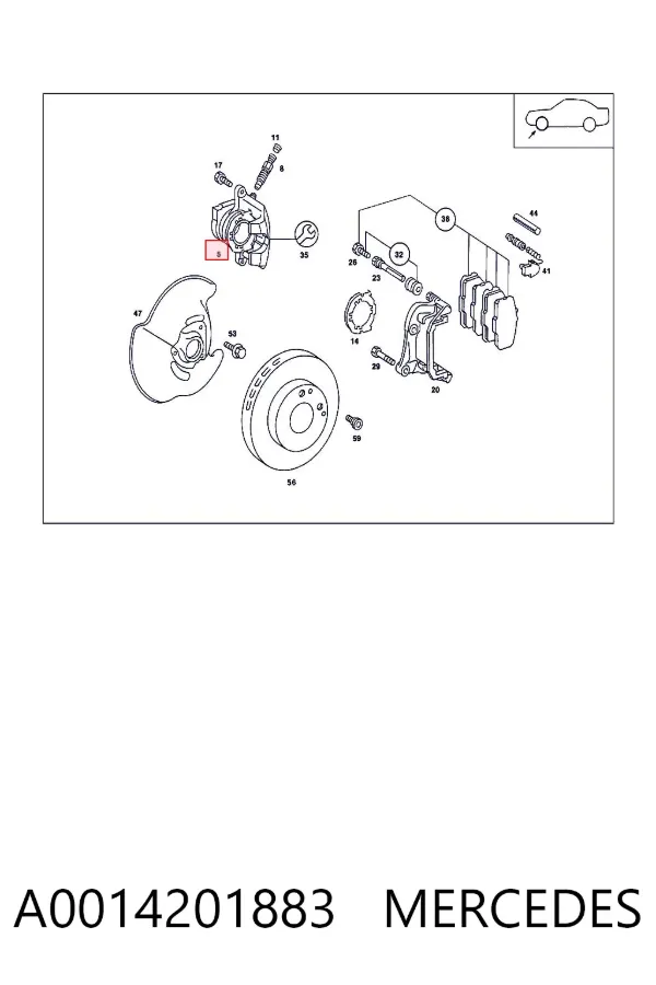 Suporte do freio dianteiro esquerdo A0014201883 Mercedes