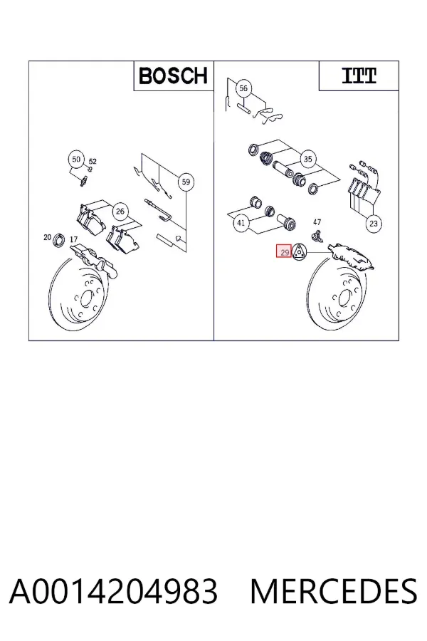 Kit de reparação de suporte do freio traseiro A0014204983 Mercedes
