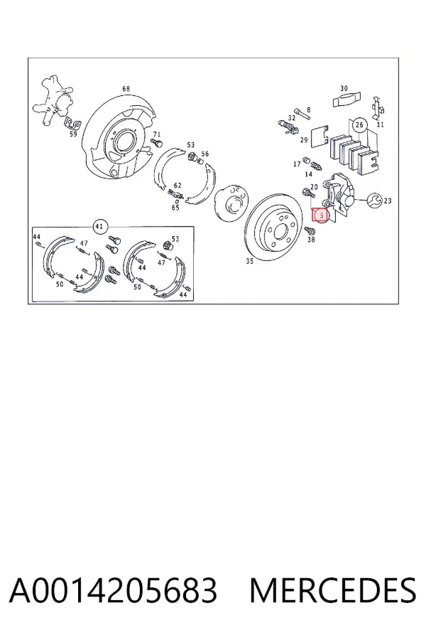 Suporte do freio traseiro direito A0014205683 Mercedes