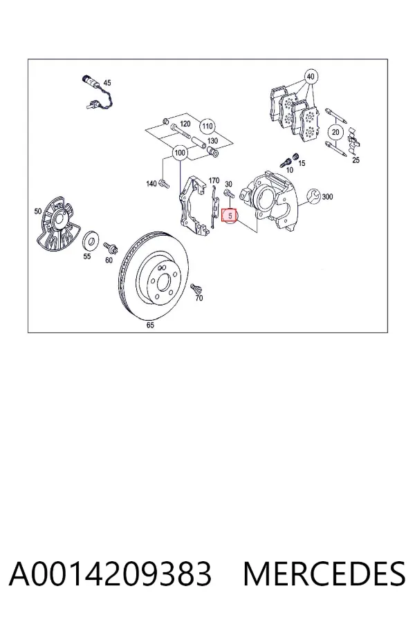 Suporte do freio dianteiro direito A0014209383 Mercedes