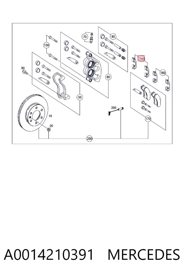 Fechadura de mola de suporte A0014210391 Mercedes