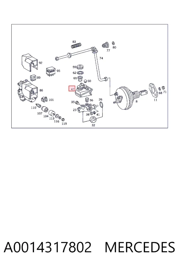 Tanque de cilindro mestre do freio (de fluido de freio) A0014317802 Mercedes
