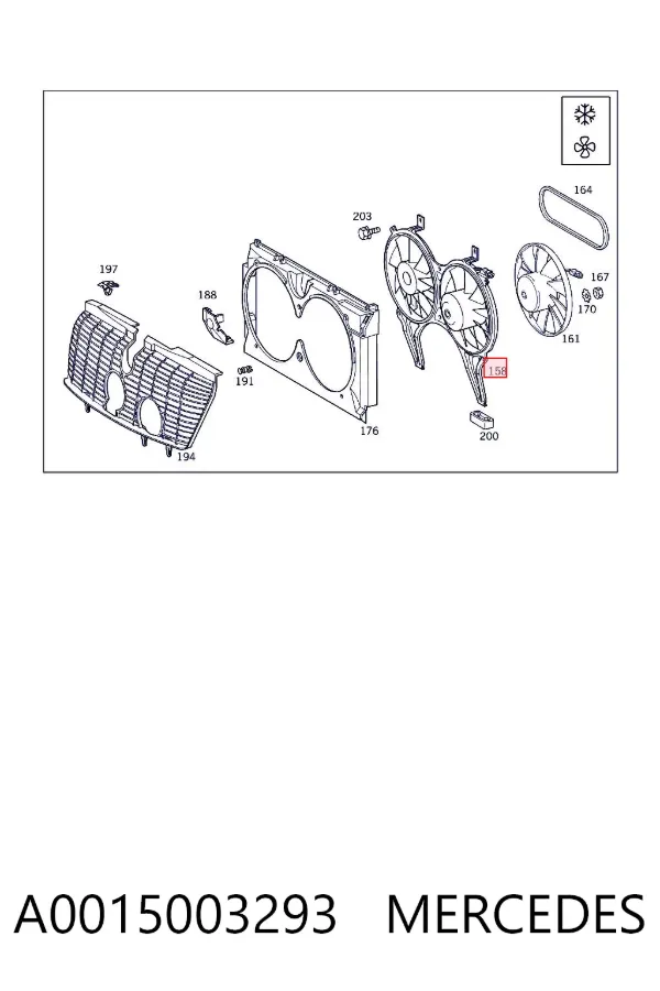 Difusor do radiador de aparelho de ar condicionado, montado com roda de aletas e o motor A0015003293 Mercedes