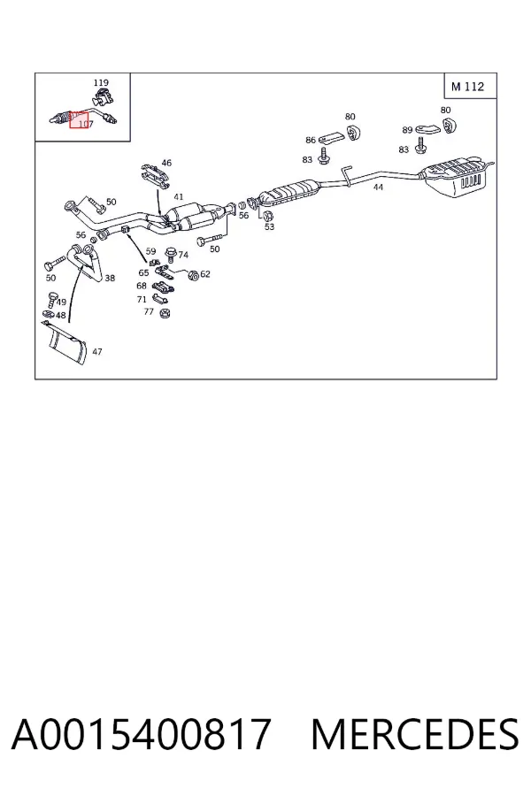 Sonda lambda, sensor esquerdo de oxigênio até o catalisador A0015400817 Mercedes
