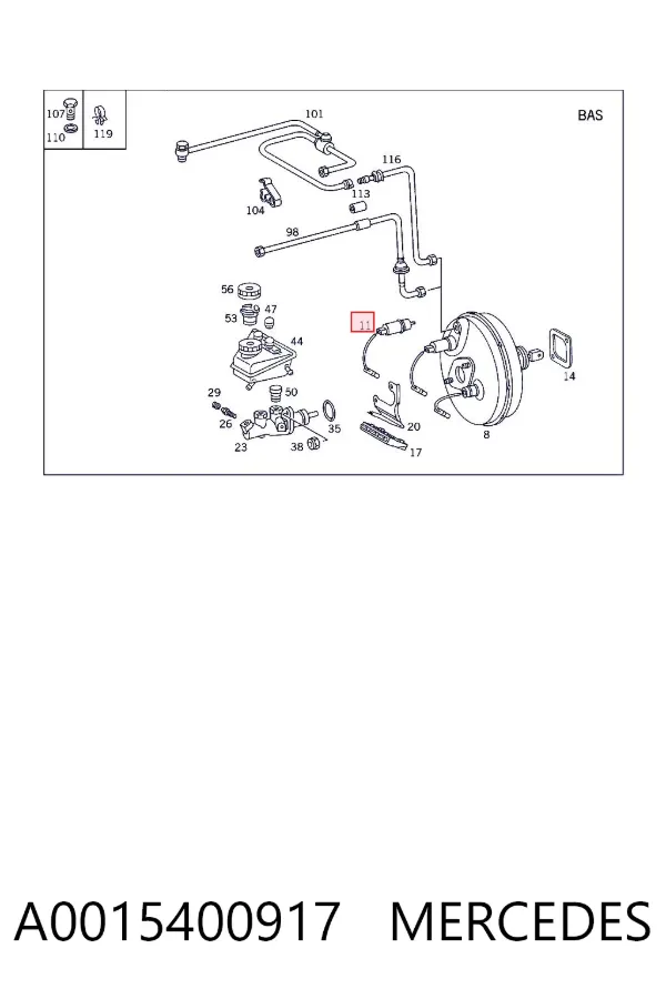Sensor BAS, de impulsionador de vácuo dos freios A0015400917 Mercedes