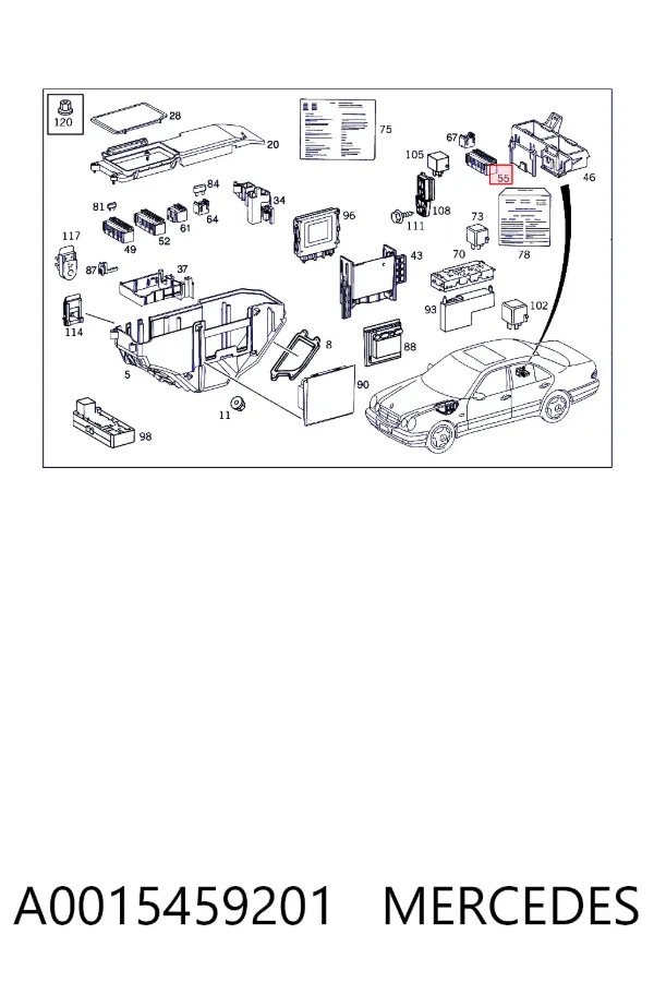 Unidade de dispositivos de segurança A0015459201 Mercedes