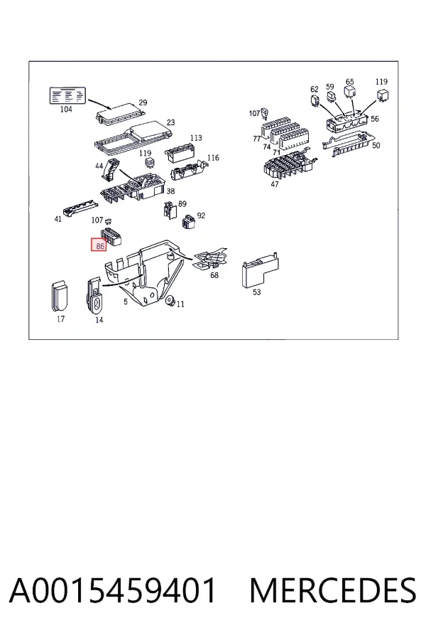 Unidade de dispositivos de segurança A0015459401 Mercedes
