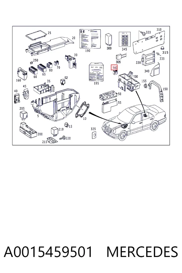 Unidade de dispositivos de segurança A0015459501 Mercedes
