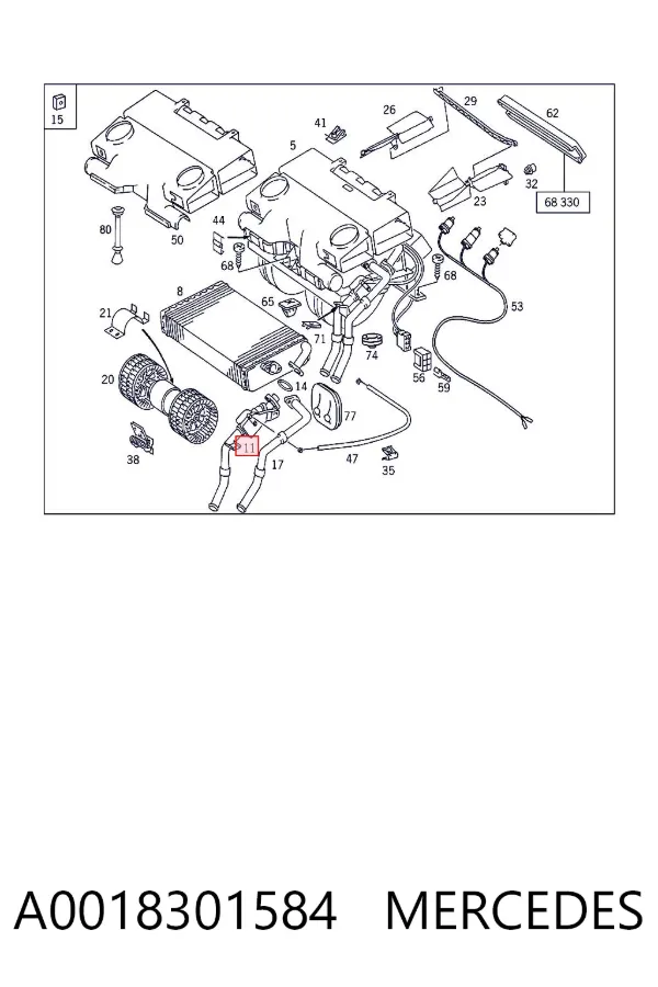 Válvula de forno (de aquecedor) A0018301584 Mercedes