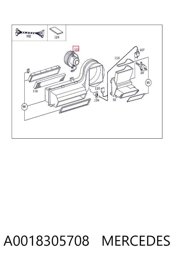 Motor de ventilador de forno (de aquecedor de salão) A0018305708 Mercedes