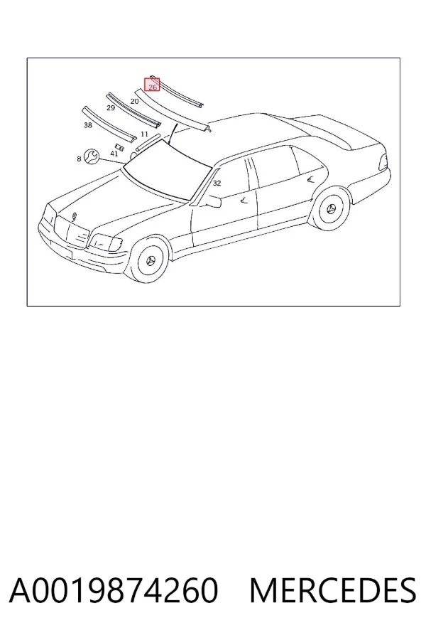 Pára-brisas A0019874260 Mercedes