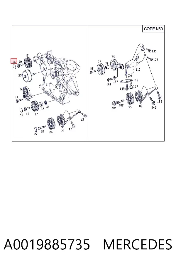Rolo parasita da correia de transmissão A0019885735 Mercedes