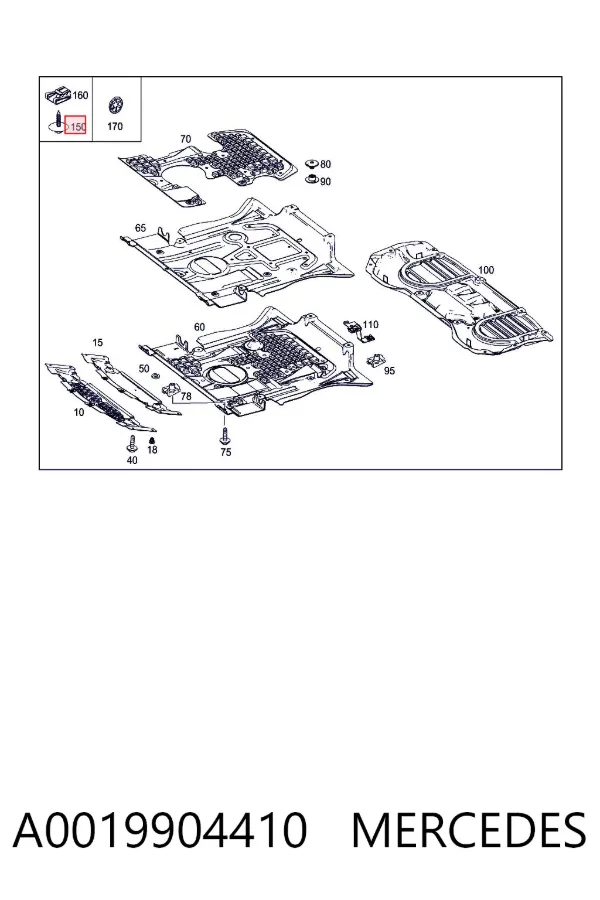 Parafuso (porca) de fixação A0019904410 Mercedes