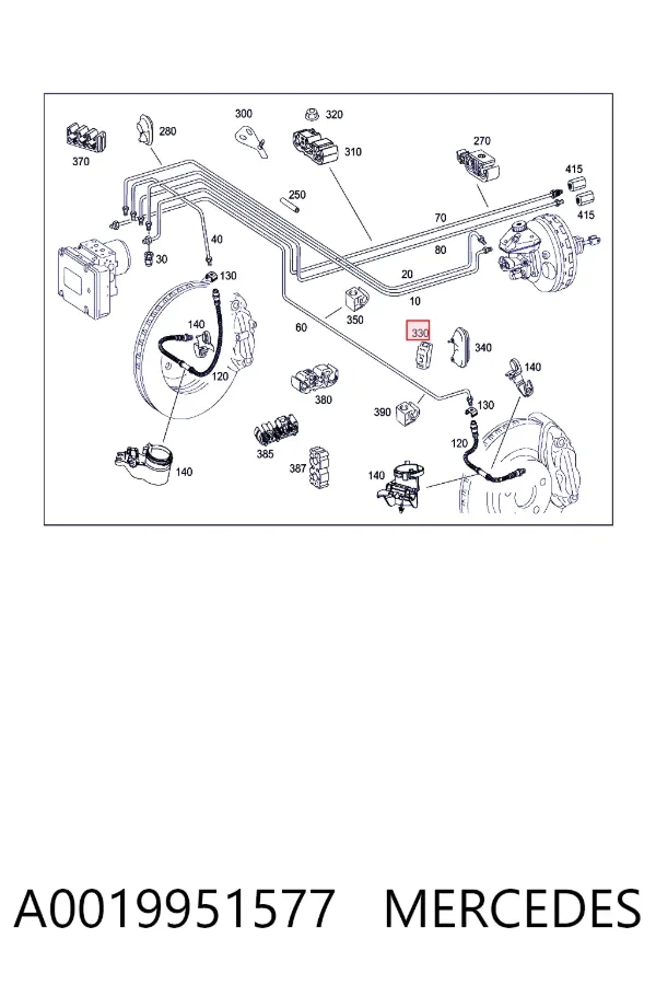 Braçadeira de tubo do freio A0019951577 Mercedes
